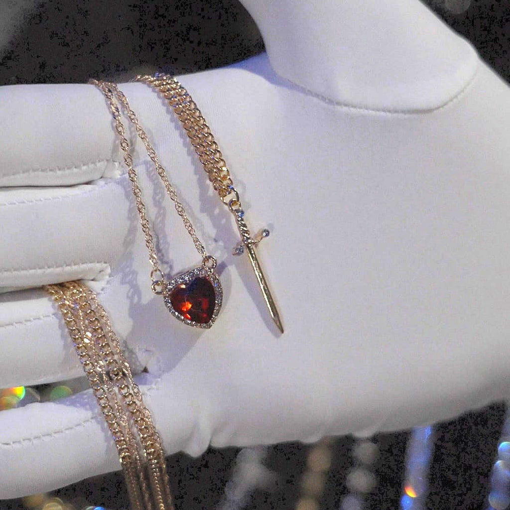 Heart & Sword Amorite Necklace