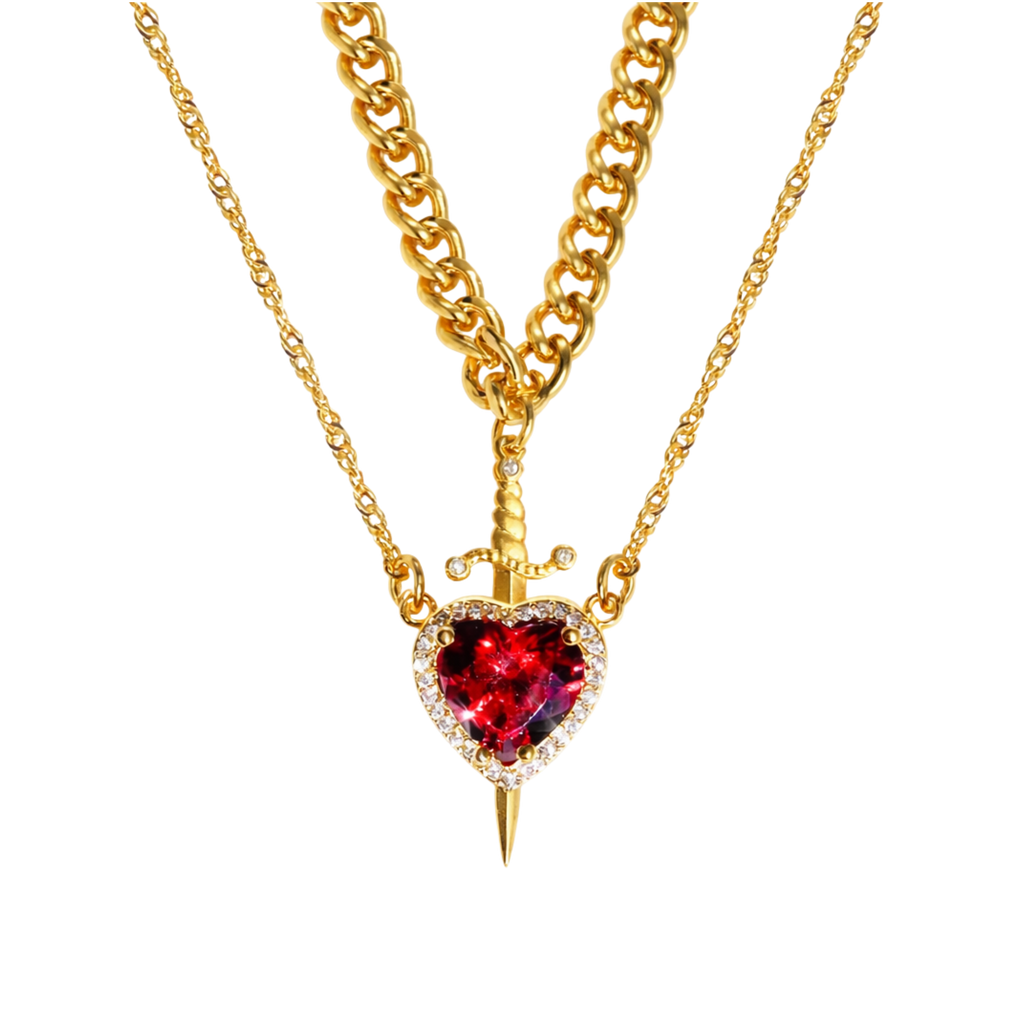 Heart & Sword Amorite Necklace