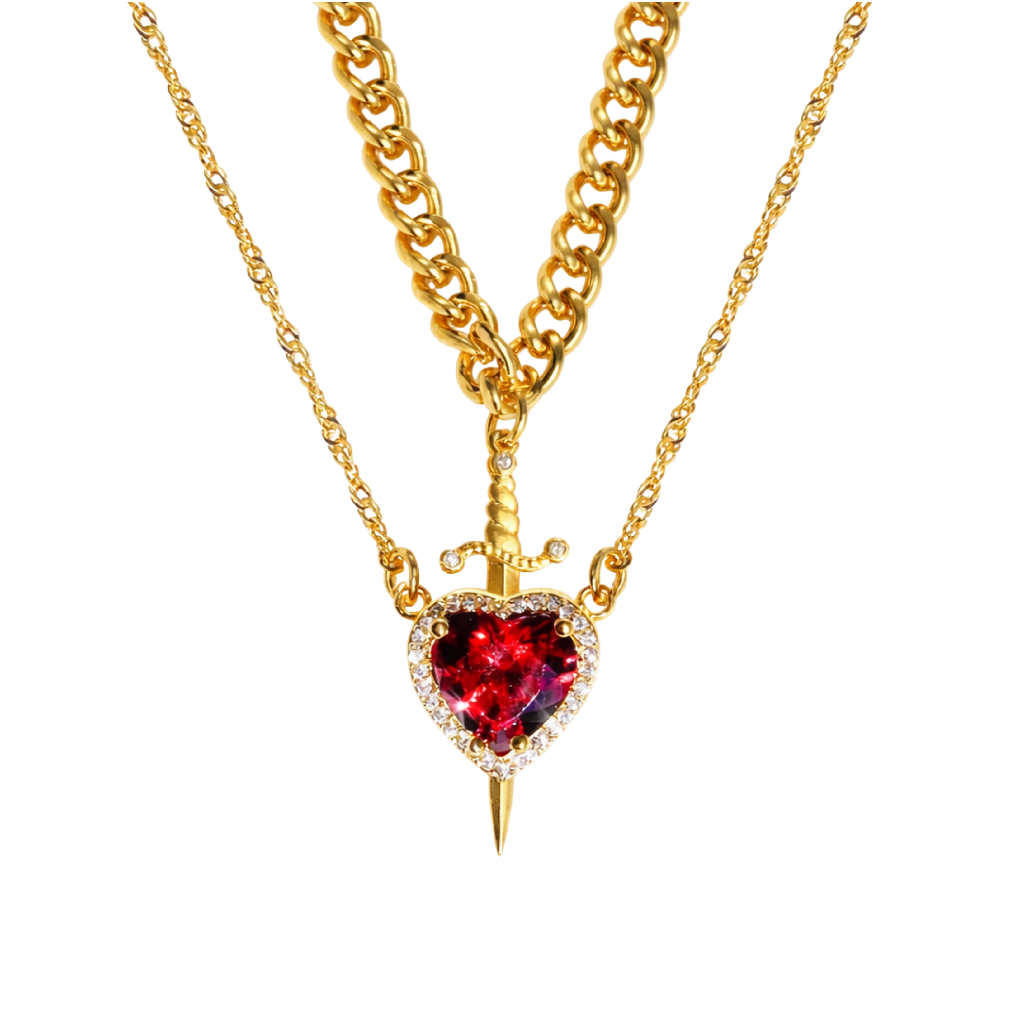 Heart & Sword Amorite Necklace
